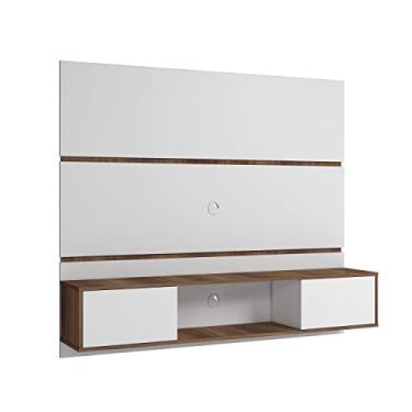 Imagem de Painel Home Suspenso Para Tv Até 60 Polegadas Sala de Estar 2 Portas 1 Nicho 160 cm Branco Marrom