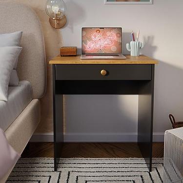 Imagem de Mesinha Preto Freijó Escrivaninha Notebook 1 Gaveta Estudos Quarto Home Office