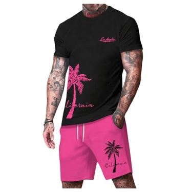 Imagem de SOLY HUX Conjunto masculino havaiano de 2 peças, camiseta de manga curta e shorts com cordão, Tropical multicolorido, XXG