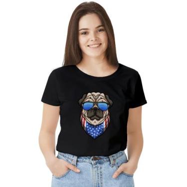 Imagem de Camisa Camiseta Babylook Feminina T-Shirt 100% Algodão Eua Bul Dog Ani