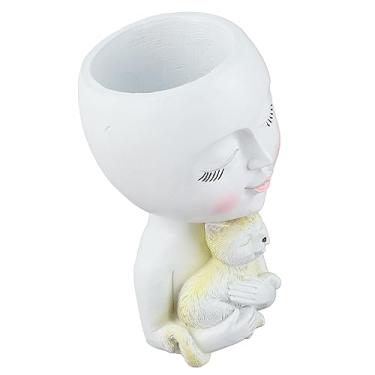 Imagem de Vaso de Plantador de Rosto Engraçado Inovador Cabeça Humana Suculenta Decoração Plantador de Resina para Varanda de Escritório Doméstico (Branco)