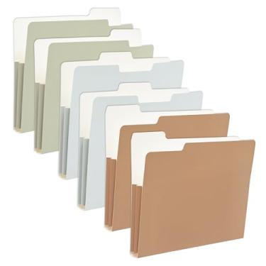 Imagem de Y YOMA Pacote com 6 pastas de arquivo com capacidade extra, tamanho carta, acordeão, pasta de arquivo decorativa, organizadores de arquivos para escritório, escola, casa, mesa, com aba de corte 1/3,