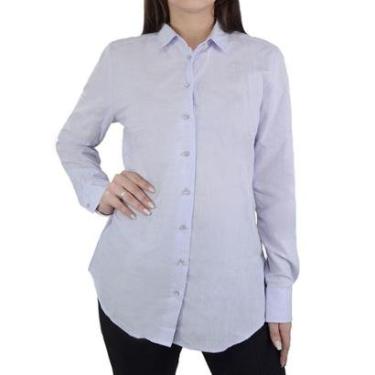 Imagem de Camisa Feminina Dudalina ML Relaxed Listra Lilás - 53063139-Feminino