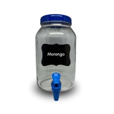 Imagem de Suqueira de Vidro, Capacidade 3 Litros, Tampa Plástica, Torneira, Lousa Adesiva, Giz