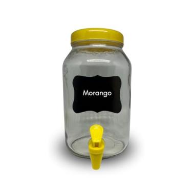 Imagem de Suqueira de Vidro, Capacidade 3 Litros, Tampa Plástica, Torneira, Lousa Adesiva, Giz