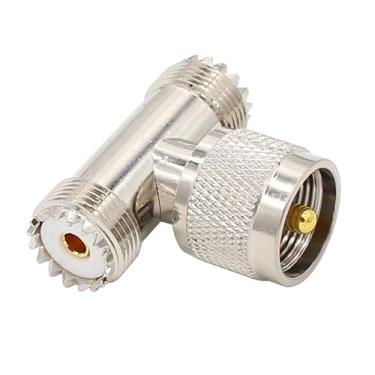 Imagem de Adaptador conector PL259 T macho para fêmea, UHF 1 macho para 2 fêmeas, SO239 macho para SO239 fêmea Tee divisor de cabo coaxial para antena CB de rádio amador
