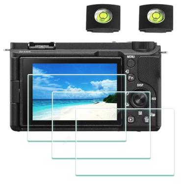 Imagem de ULBTER Protetor de tela para câmera Sony Alpha ZV-E10 II ZVE10 II e capa de sapata 0,3 mm de dureza 9H, vidro temperado, antiarranhões e bolhas [3 + 2 unidades]
