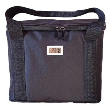 Imagem de Genérico Bolsa Térmica Preta 15 Litros com Termômetro Digital e Certificado de Calibração para Vacinas, Medicamentos, Botox, Alimentos e Bebidas