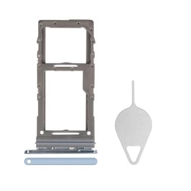 Imagem de BESJMYT Substituição da bandeja do cartão SIM para Samsung Galaxy S20+ 5G (versão SIM único) - Adaptador de suporte para compartimento de cartão azul nuvem com ejetor de agulha para S20 Plus 5G