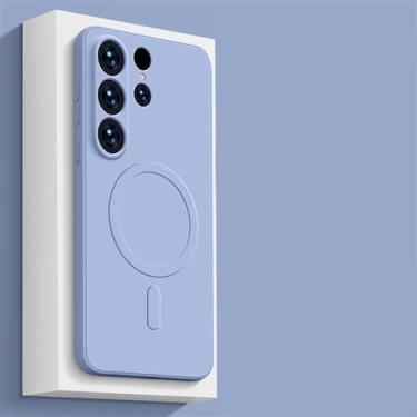 Imagem de Capa de carga magnética sem fio de silicone líquido para Samsung S24 S23 Ultra S22 S21 Plus FE A15 A35 A55 A05S Capa traseira à prova de choque, roxo lilás, para Samsung A15 4G