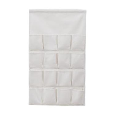 Imagem de Ioensy Organizador de bolsa de armazenamento suspenso, bolsos de armazenamento de linho de algodão, organizador sobre a porta para guarda-roupa, decoração de, 16 Bolsos