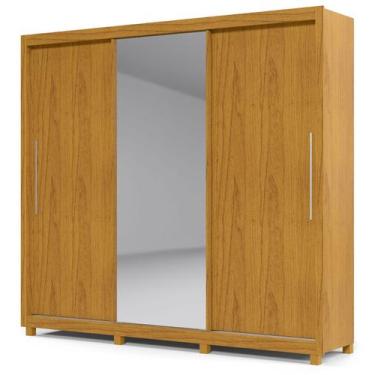 Imagem de Guarda-Roupa com Espelho 3 Portas e Pés Royale Naturale - Gelius Móvei