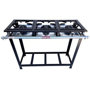 Imagem de Fogão Industrial de Piso 3 Bocas Alta Pressão 30x30cm Itafaz - Itabrás