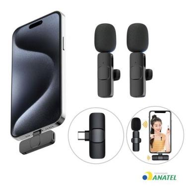 Imagem de Microfone Lapela Sem Fio Duplo para Iphone 15 15 Pro e 15 Pro Max Prof