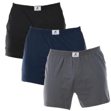 Imagem de Kit 3 Cuecas samba canção 100% algodão com abertura Keeper, Preto, Mar