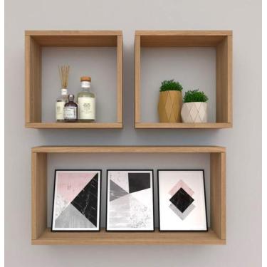 Imagem de Kit com 3 nichos decoração Quarto Madeira Retângular - Móveis Novo Est