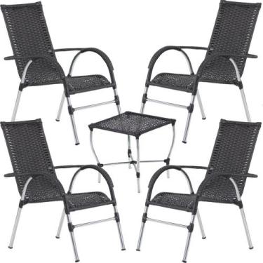 Imagem de Kit 4 Cadeiras Vênus e Mesa de Centro Garden em Alumínio Área Externa 