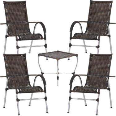 Imagem de Kit 4 Cadeiras Vênus e Mesa de Centro Garden em Alumínio Área Externa 