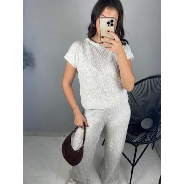 Imagem de Conjunto Calça Pantalona e Blusa Colete Tricot Mousse Feminino Aeroloo