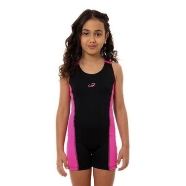 Imagem de Macaquinho Helanca Feminino Infantil Hammerhead Nataçao, Preto, Pink, 