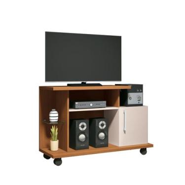 Imagem de Rack Bancada Pequena Sala Estar TV Até 32 Polegadas 1 Porta 2 Pratelei