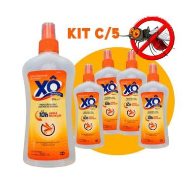 Imagem de Kit c/ 5 Repelentes Xô Inseto Spray15% Deet 10h 200ml - Xô Insetos
