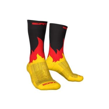 Imagem de Meia Ciclismo Corrida Esportiva Cano Médio ERT On Fire, Amarelo, Único