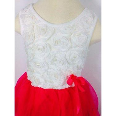 Imagem de Vestido Tutu Balé Meninas Tule Petalas De Flores - anjo da mamãe, Verm