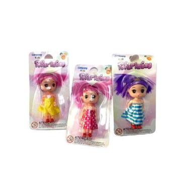 Imagem de Mini Bonecas com cabelos coloridos Fofurinhas 10cm- kit 6un - Company 