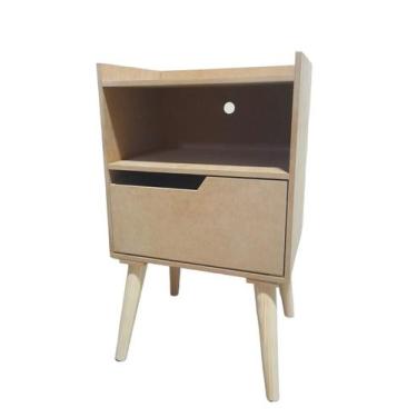 Imagem de Criado 1Gaveta Mudo Mesa De Cabeceira Pé Palito Retrô Mdf - ARTESANATO