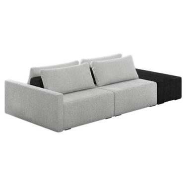 Imagem de Sofá Ilha Modular Living com Puff 232cm Georgia K04 Bouclê Cinza/Preto