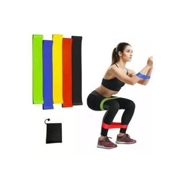 Imagem de Faixas Elásticas Miniband 5 Níveis Para Treino Em Casa Kit 5 Unidades 