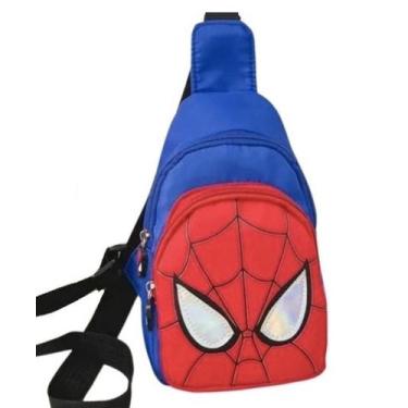 Imagem de Mochila Infantil Crianças Homem Aranha Pochete Bolsa Azul - Por Amor A