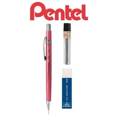 Imagem de Lapiseira Tecnica Pentel 0,5mm P-205 Sharp Rosa Met + Itens