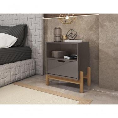 Imagem de Mesa De Cabeceira Antares Cinza Perola - Casa D