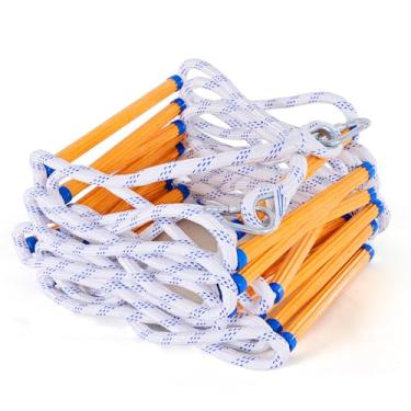 Imagem de Escada de emergência para escadas de incêndio, escada de corda de 7 m, escadas de extensão de segurança resistentes a chamas com 2 ganchos, rápida de implantar, resistente e forte, portátil e