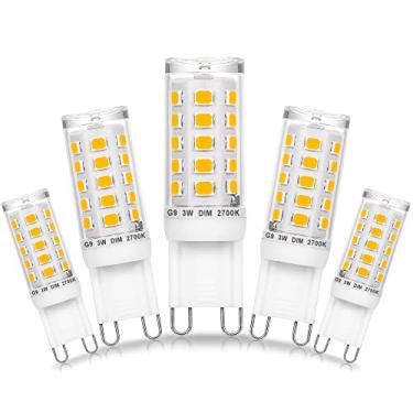 Imagem de Ziomitus Lâmpadas de LED G9 reguláveis substituem 30W 25W 20W halógeno, G9 3W 2700k LED branco quente T3 T4 transparente, AC120V 0-100% Dimming G9 lâmpadas de LED 300lm para lustre de iluminação pendente de teto, 5PACK, sem cintilação