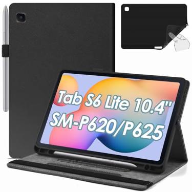 Imagem de DETUOSI Capa compatível com tablet Samsung Galaxy Tab S6 Lite de 10,4 polegadas 2024/2022/2020, capa fina com suporte para caneta S, parte traseira de TPU macio, hibernar/despertar automático, suporte