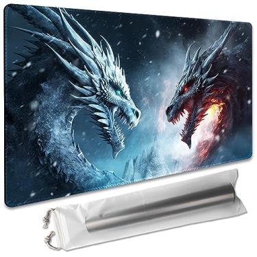 Imagem de SIXTORE Jogo de Tabuleiro Premium 61 x 35,5 cm TCG Playmat Compatível com OCG CCG RPG MTG Playmats, Tapetes de Mesa de Mousepad Dragon Fight
