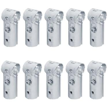 Imagem de eoere 10 conjuntos 1-1/10.2 cm x 1-1/10.2 cm O.D. T braçadeira de cerca de ligação de corrente, braçadeira de trilho de aço carbono Tee Chain Link Fence End Rails Grampos para tubo OD de 1-1/10.2 cm,