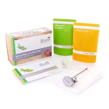 Imagem de Kit de fabricação de queijo mussarela e ricota – Máquina de queijo DIY, mussarela fresca artesanal, queijo ricota em casa – Inclui suprimentos para fabricação de queijo e coalho vegetariano para fazer