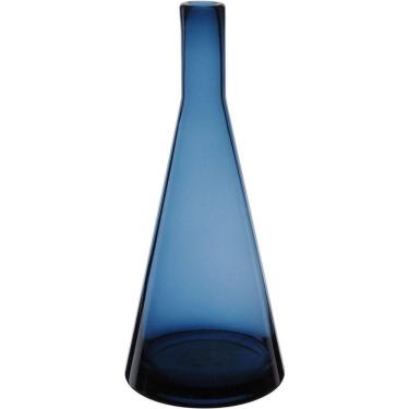 Imagem de Vaso Decorativo Enfeite Casa Garrafa Home&co Vidro 41x16x16cm Azul