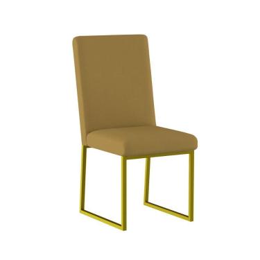 Imagem de Cadeira Estofada Base De Ferro Dourado Para Mesa De Jantar Capuccino