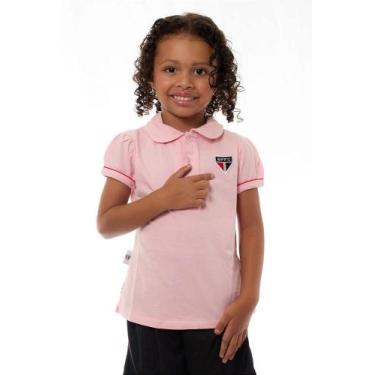 Imagem de Camisa Infantil São Paulo Polo Rosa Oficial - Revedor, Tam 1