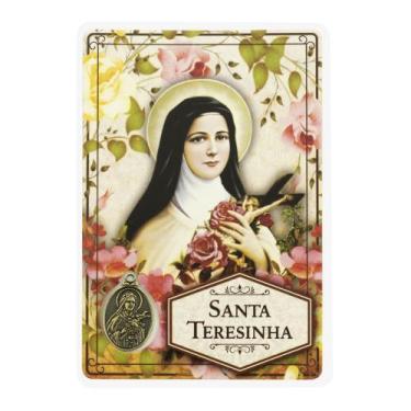 Imagem de Cartão Lembrança Pingente Medalha Santa Terezinha do Menino Jesus - Ca