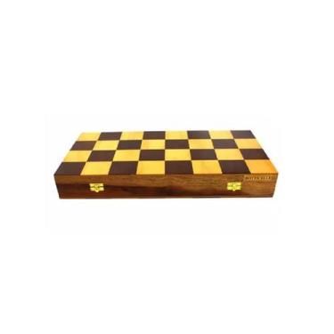Imagem de Tabuleiro Estojo Para  Xadrez e Damas Marchetado Casas 4x4 cm - Bottic
