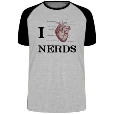Imagem de Camiseta I love nerds heart coração Blusa Plus Size extra grande adult