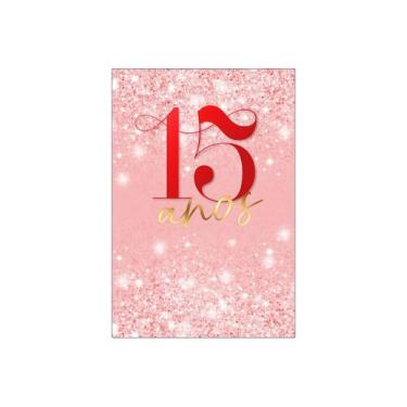 Imagem de Painel De Festa Vertical 1,50 x 2,20 - 15 Anos Efeito Glitter Vermelho