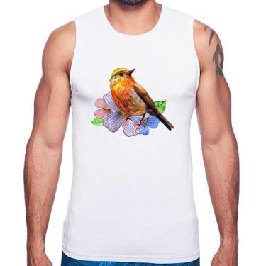 Imagem de Regata Pássaro e Flores - Foca na Moda, Branco, P