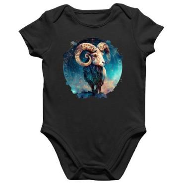 Imagem de Body Bebê Algodão Áries Sígno - Foca na Moda, Preto, M
